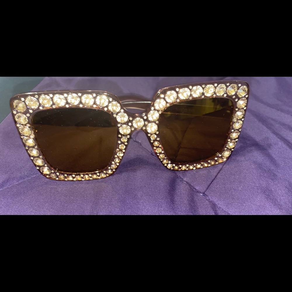 Gold Bronze RhineStone Sunglasses